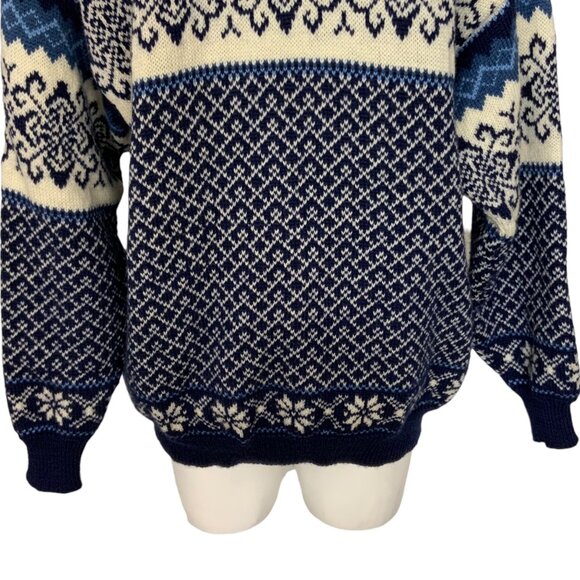 Nordstrikk Virgin Wool Cardigan Sweater L Blue Fair Isle Norway Nordic Hippie - Picture 10 of 12